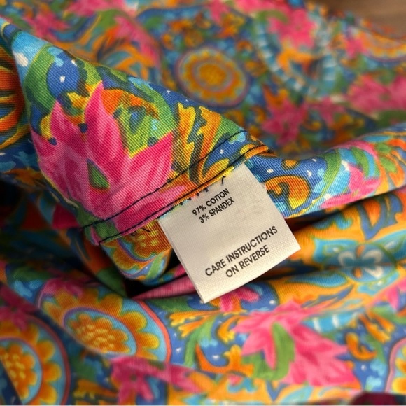 Just B Orange Blue Paisley Sleeveless Mini Flowy Party Dress S - Picture 5 of 11